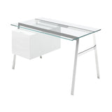 Homework 1 Desk: File Drawer Left with Glass Top + Chrome + White Lacquer