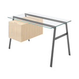 Homework 1 Desk: File Drawer Left with Glass Top + Gun Metal +White Oak