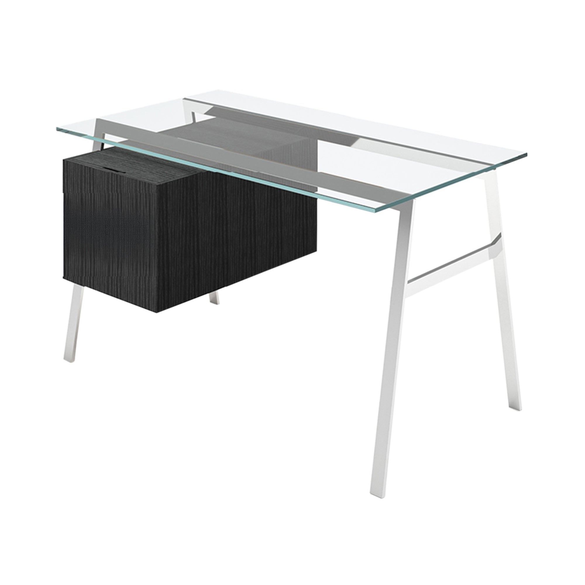 Homework 1 Desk: File Drawer Left with Glass Top + Chrome + Black Oak