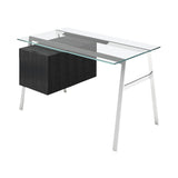 Homework 1 Desk: File Drawer Left with Glass Top + Chrome + Black Oak