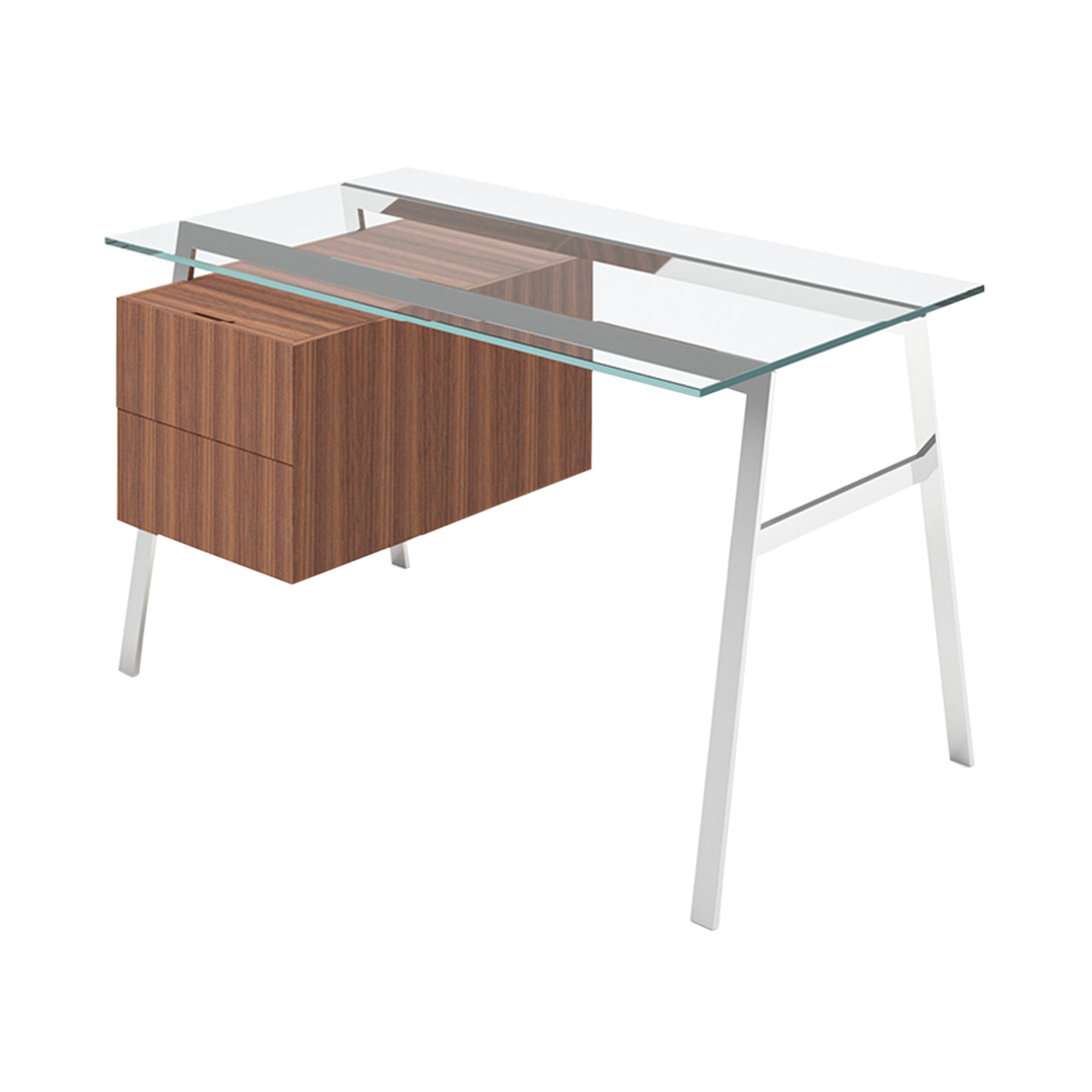 Homework 1 Desk: Double Drawer Left with Glass Top + Chrome + Walnut