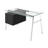 Homework 1 Desk: Double Drawer Left with Glass Top + Chrome + Black Oak