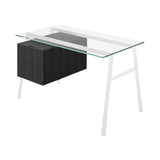 Homework 1 Desk: Double Drawer Left with Glass Top + White + Black Oak