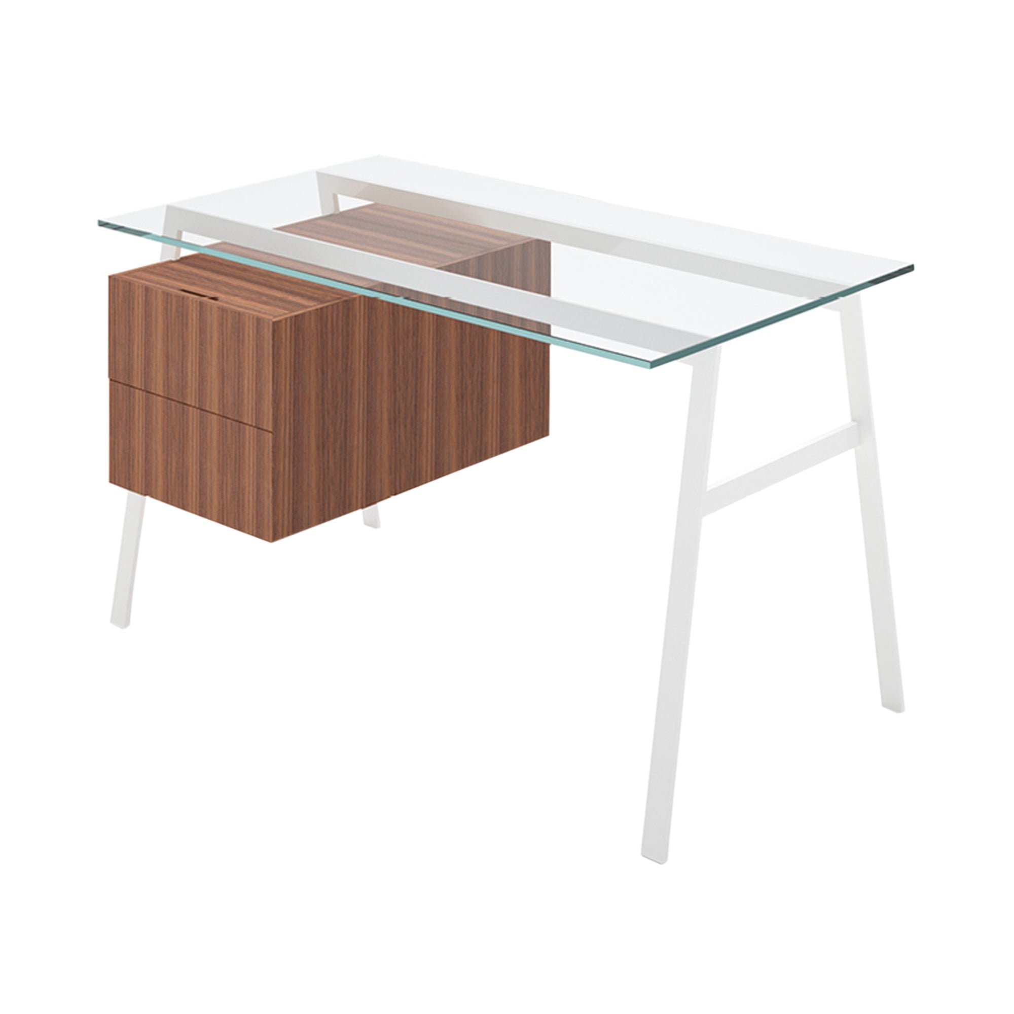 Homework 1 Desk: Double Drawer Left with Glass Top + White + Walnut