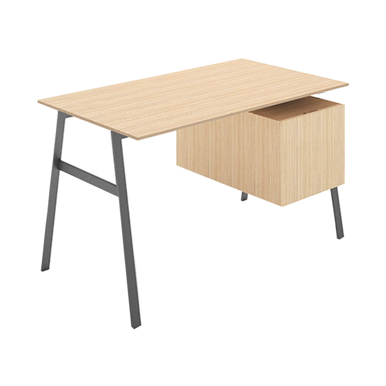 Homework 1 Desk: File Drawer Right + Gun Metal + White Oak + White Oak