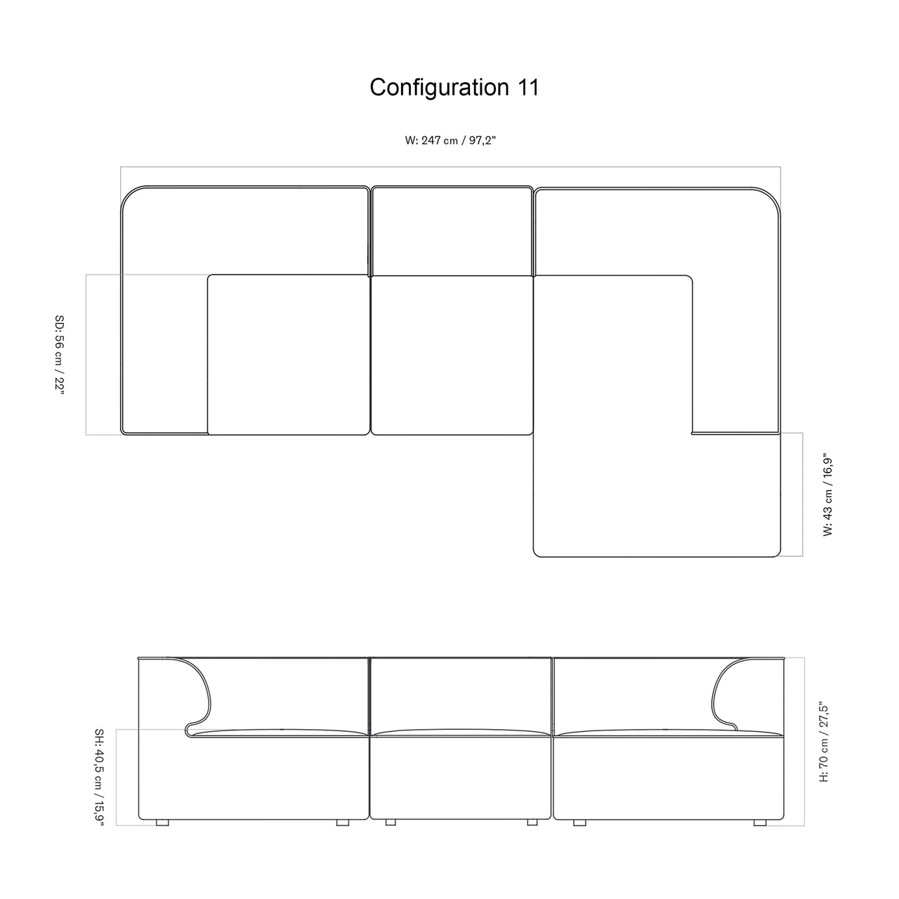 Eave 3 Seater Sofa: Small