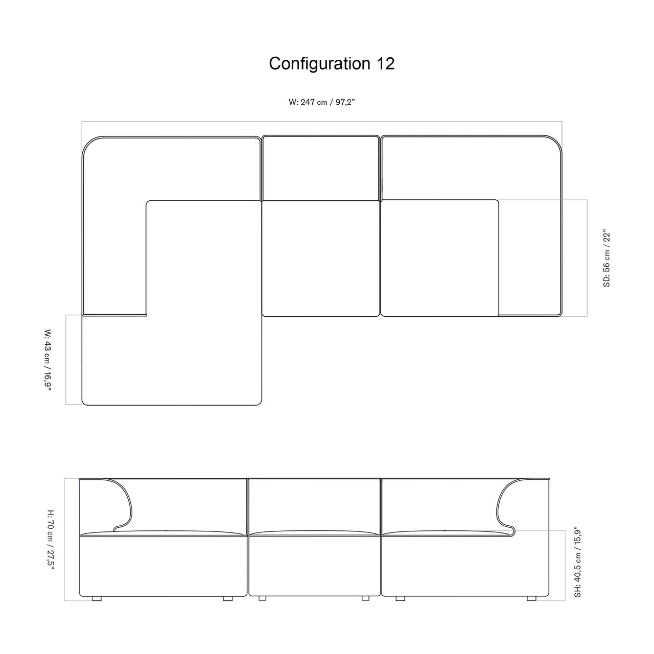 Eave 3 Seater Sofa: Small