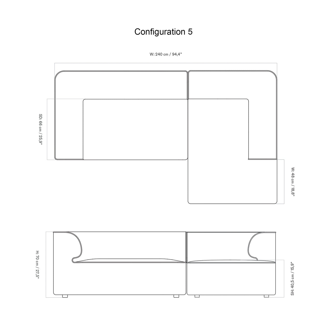 Eave Modular 2 Seater Sofa: Large