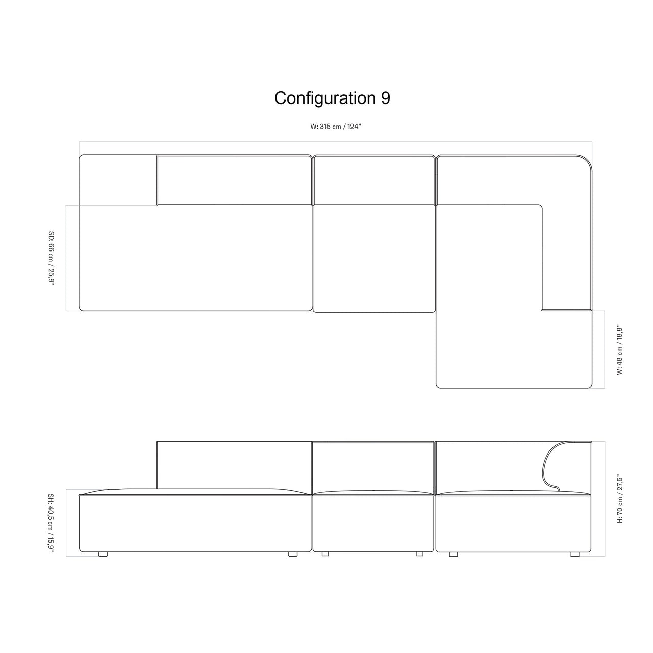 Eave Modular 3 Seater Sofa: Large