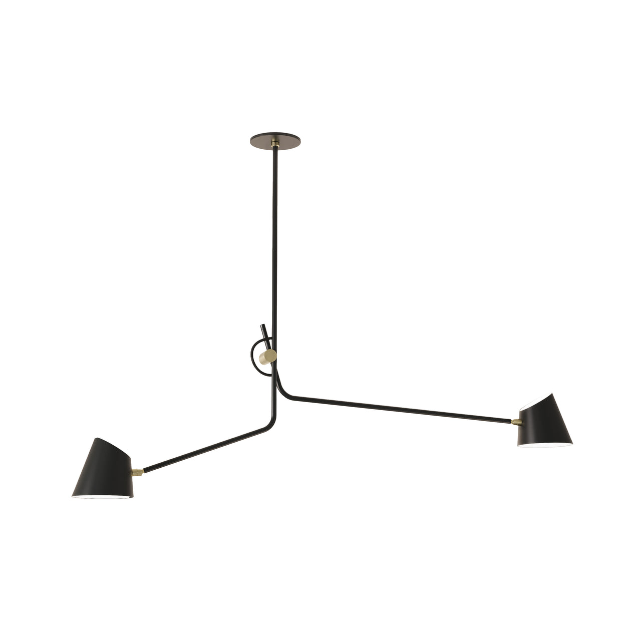 Hartau Double Ceiling Lamp: Matte Black + Brass