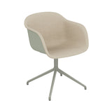 Fiber Armchair: Swivel Base Front Upholstered + Recycled Shell + Dusty Green + Dusty Green