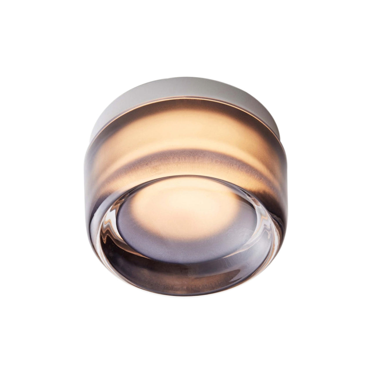 Dimple Flush Mount: Smoked Glass + Natural Anodized