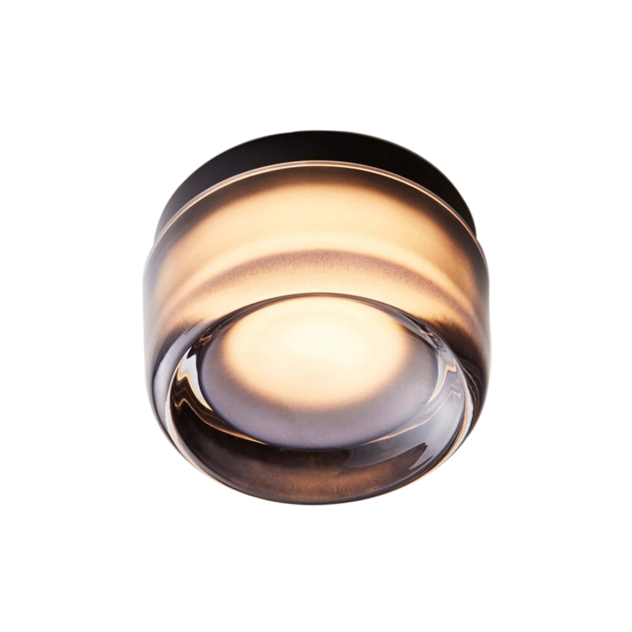 Dimple IP65 Flush Mount: Smoked Glass + Black Anodized