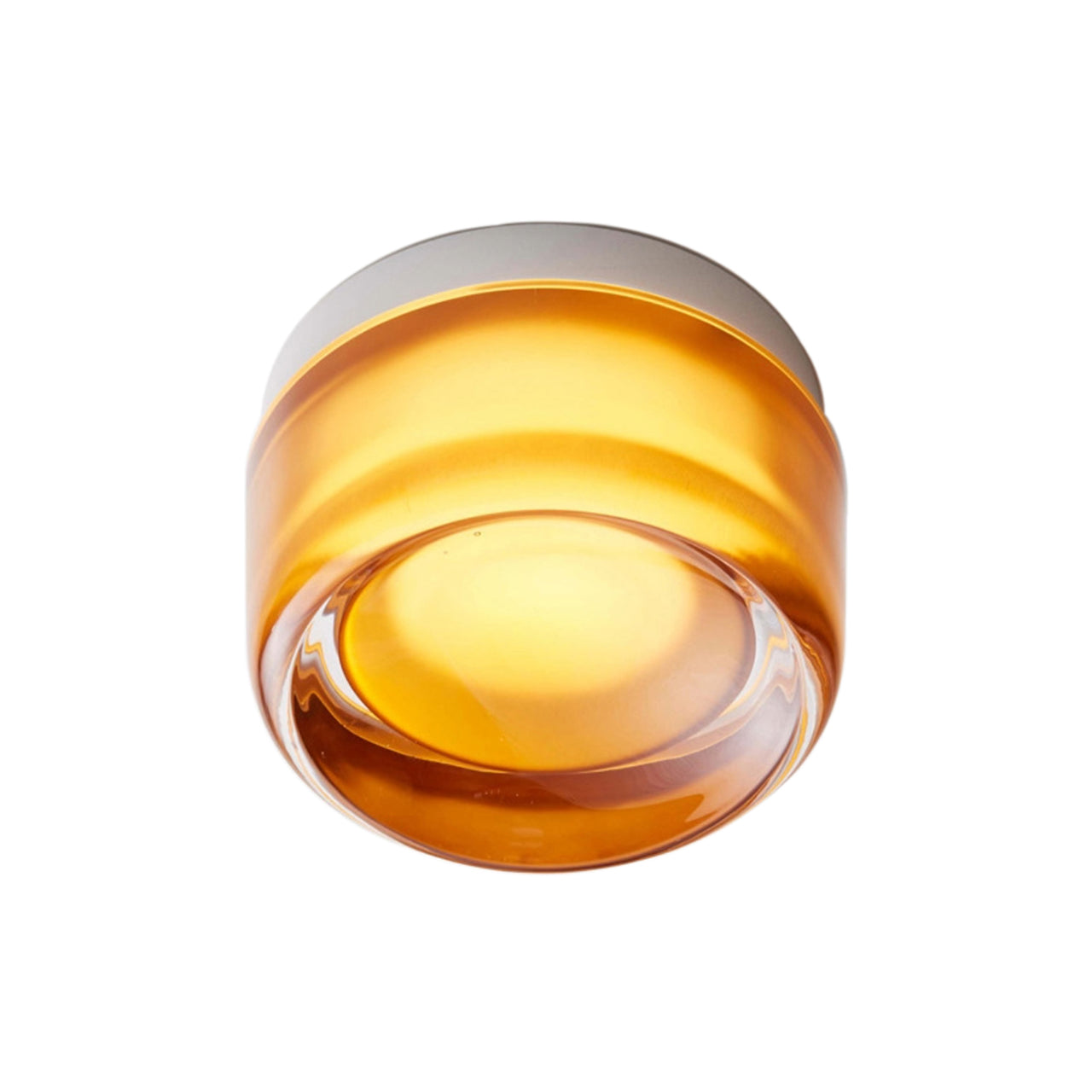 Dimple IP65 Flush Mount: Amber Glass + Natural Anodized
