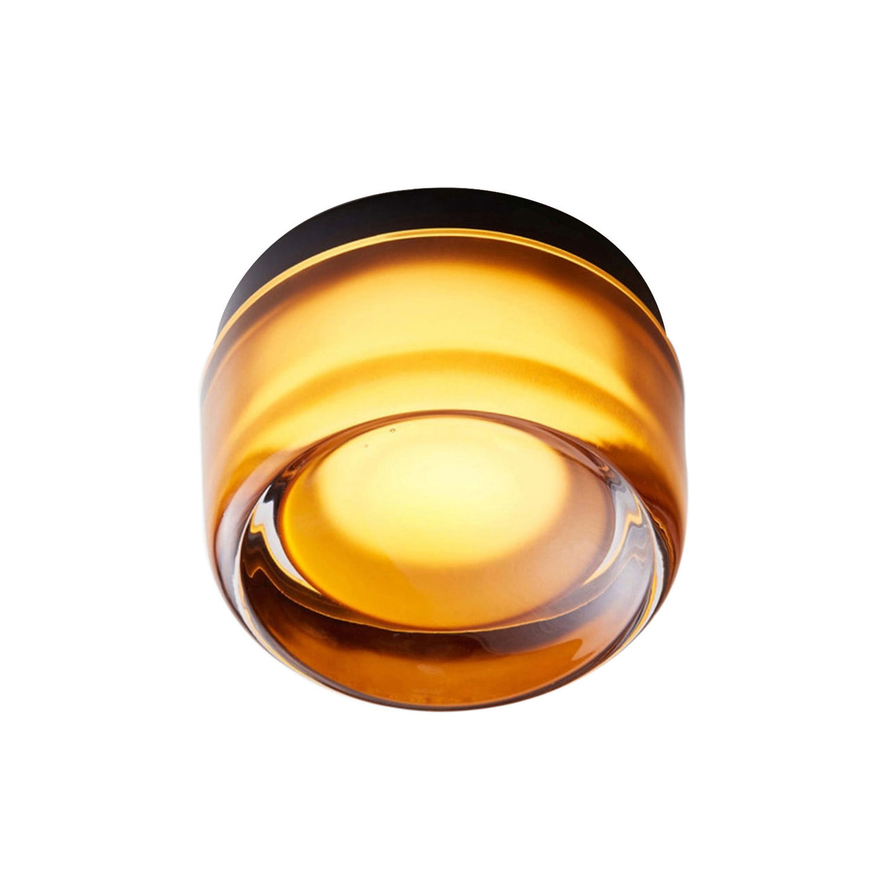Dimple Flush Mount: Amber + Black Anodized