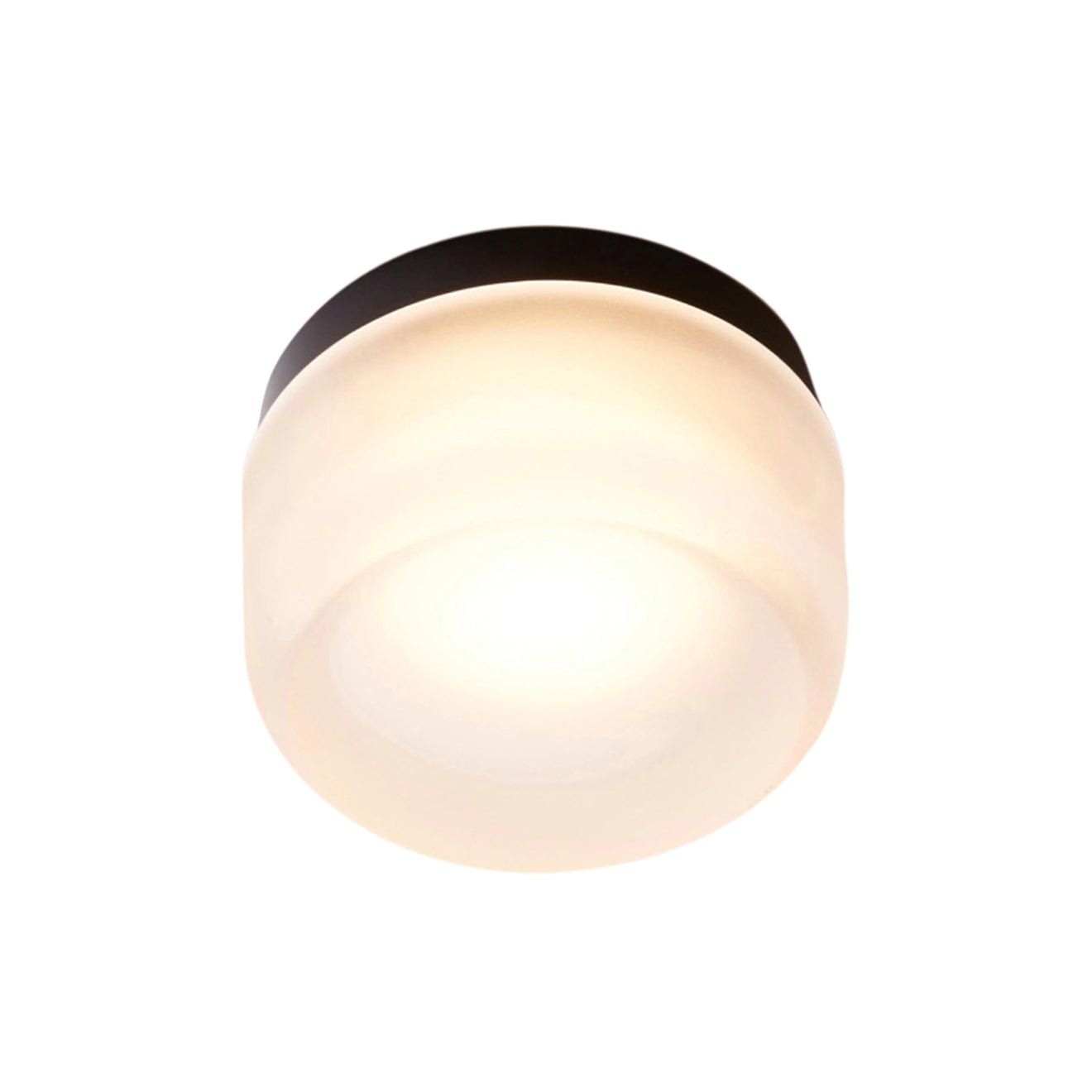 Dimple IP65 Flush Mount: Frosted Glass + Black Anodized