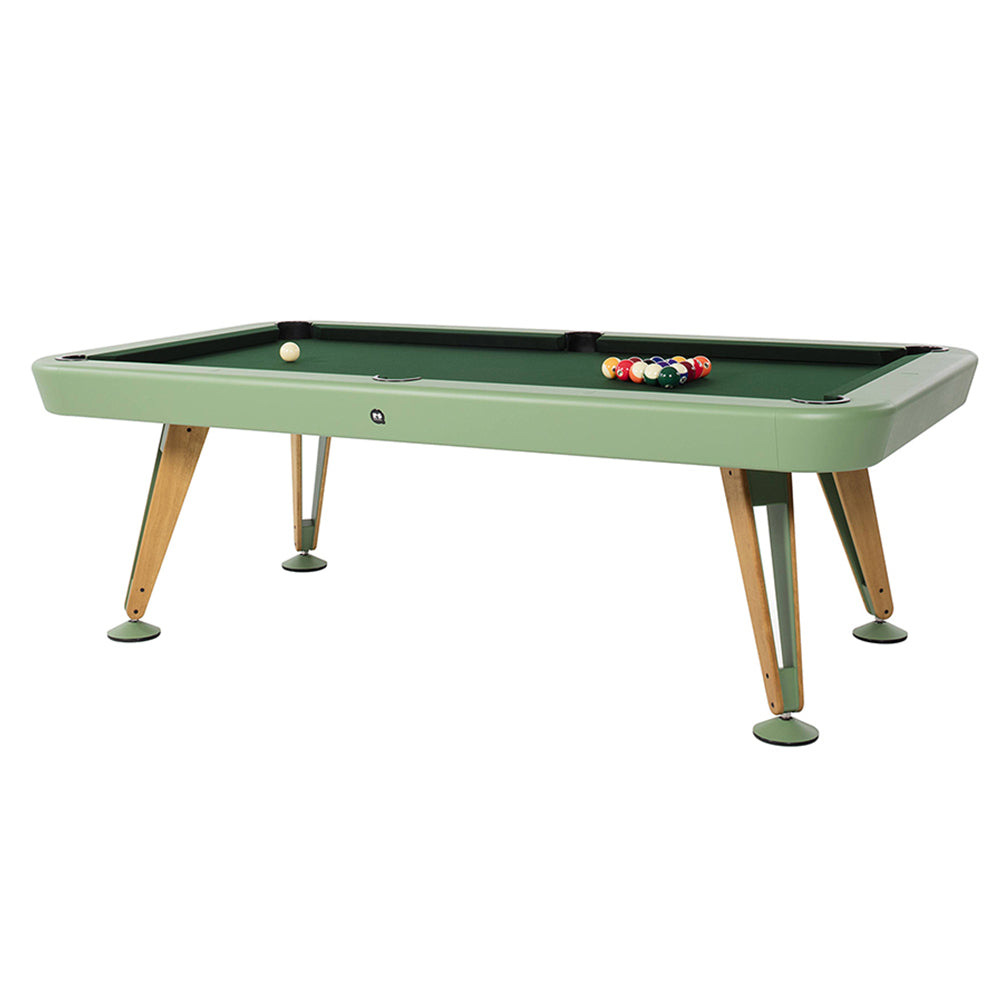Diagonal Pool Table: 8 Feet + Green + Classic Green + Iroko