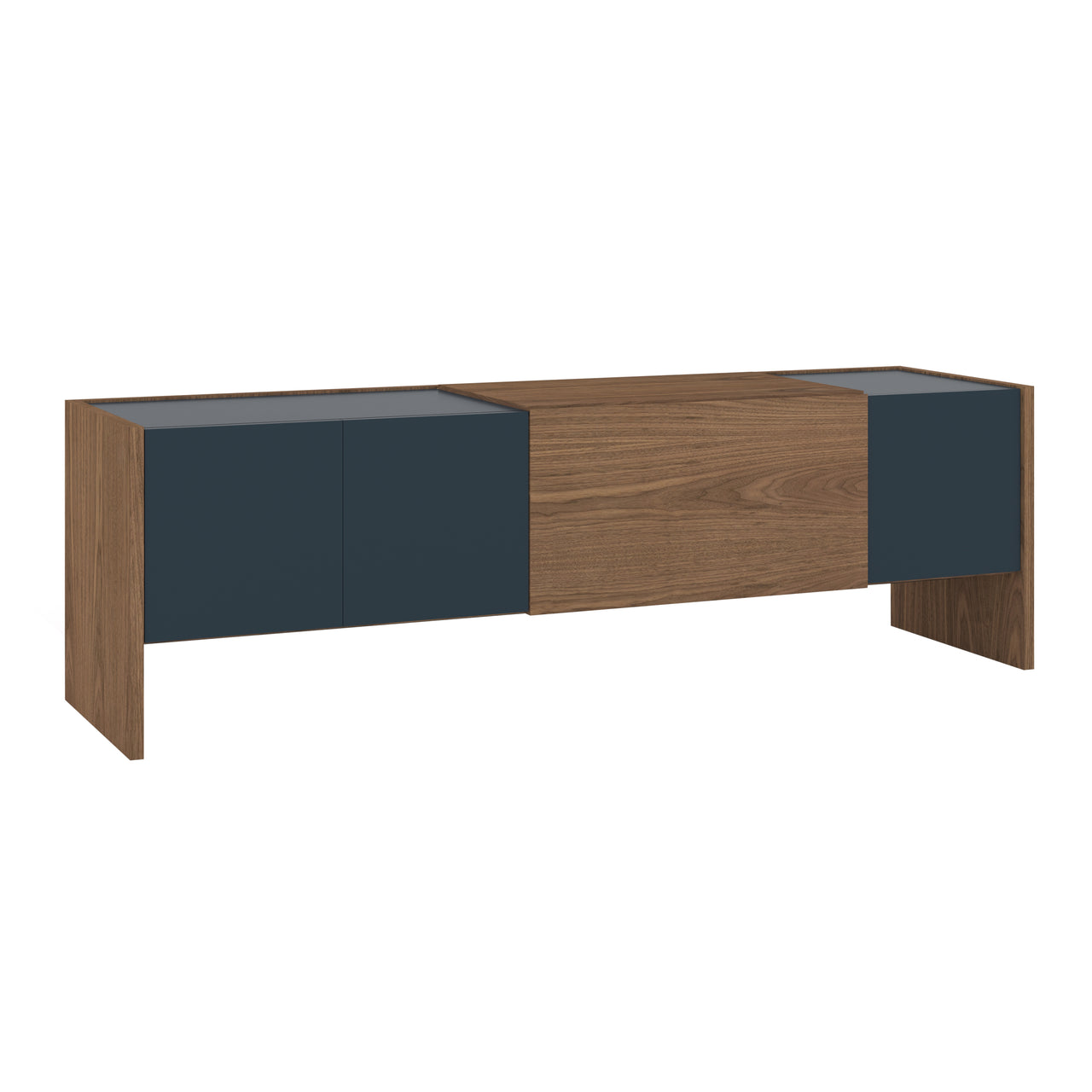 Toscana Lucca Sideboard: Super-Matt Walnut + Greyish Blue