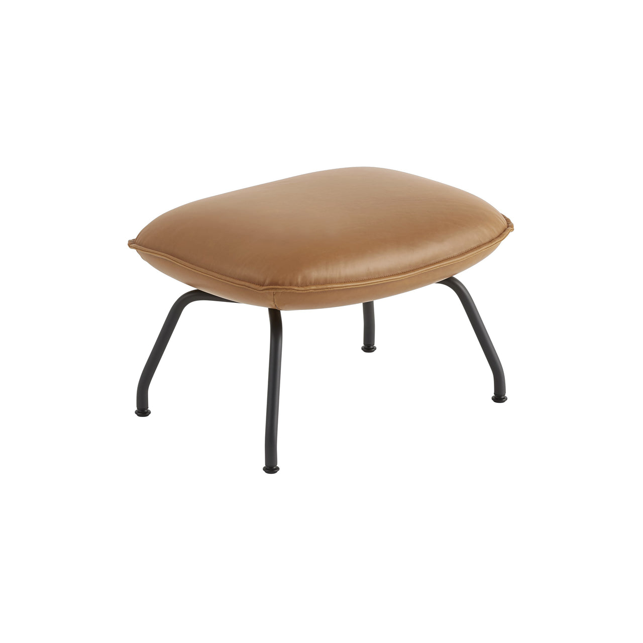 Doze Ottoman: Anthracite Black + Cognac Refine Leather