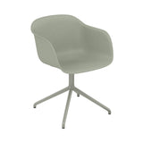 Fiber Armchair: Swivel Base with Return + Recycled Shell + Dusty Green