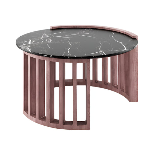 Eclipse Coffee Table: Large + Natural Walnut + Black Marquina