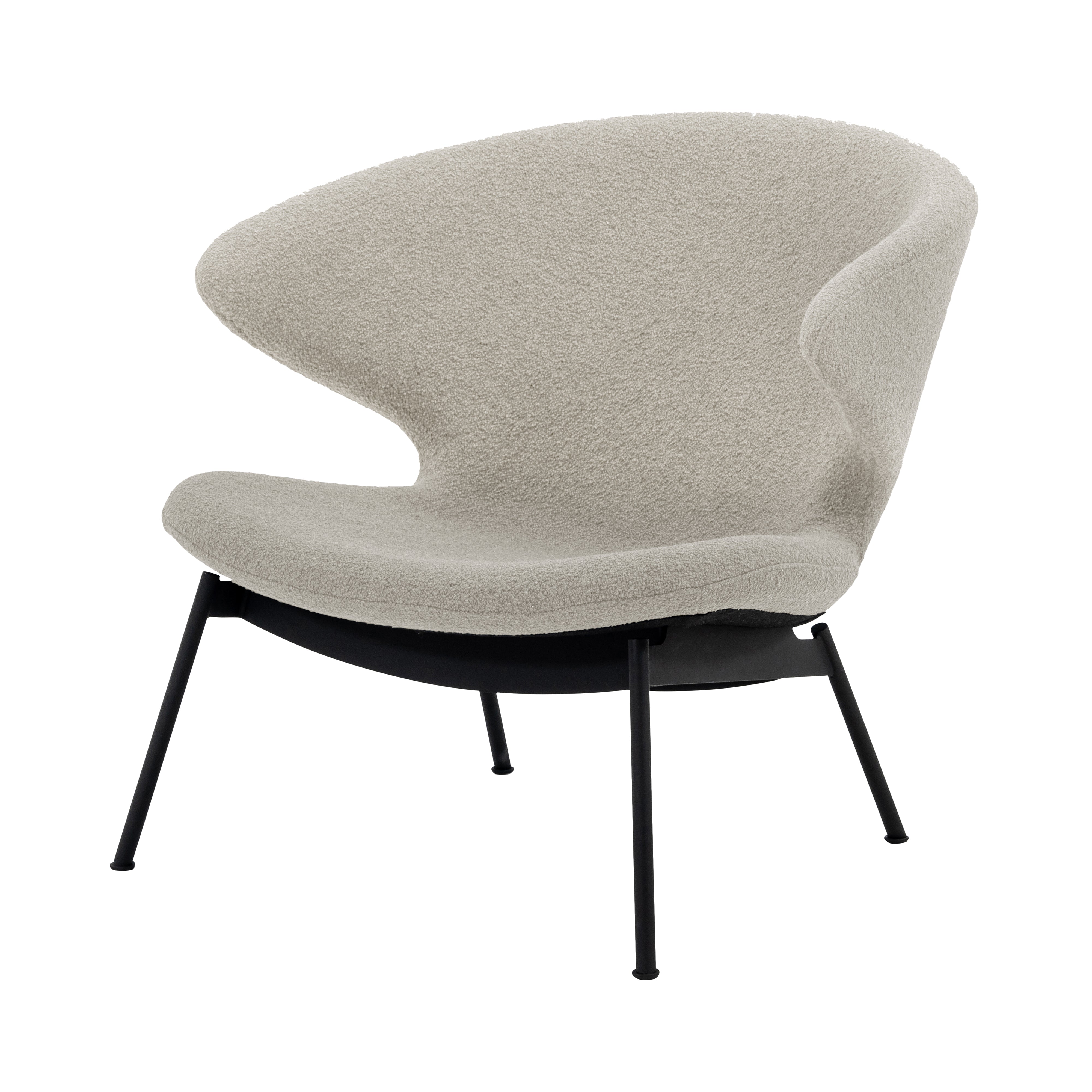 Ella Lounge Chair: Tubular + Black + Boucle Chalk