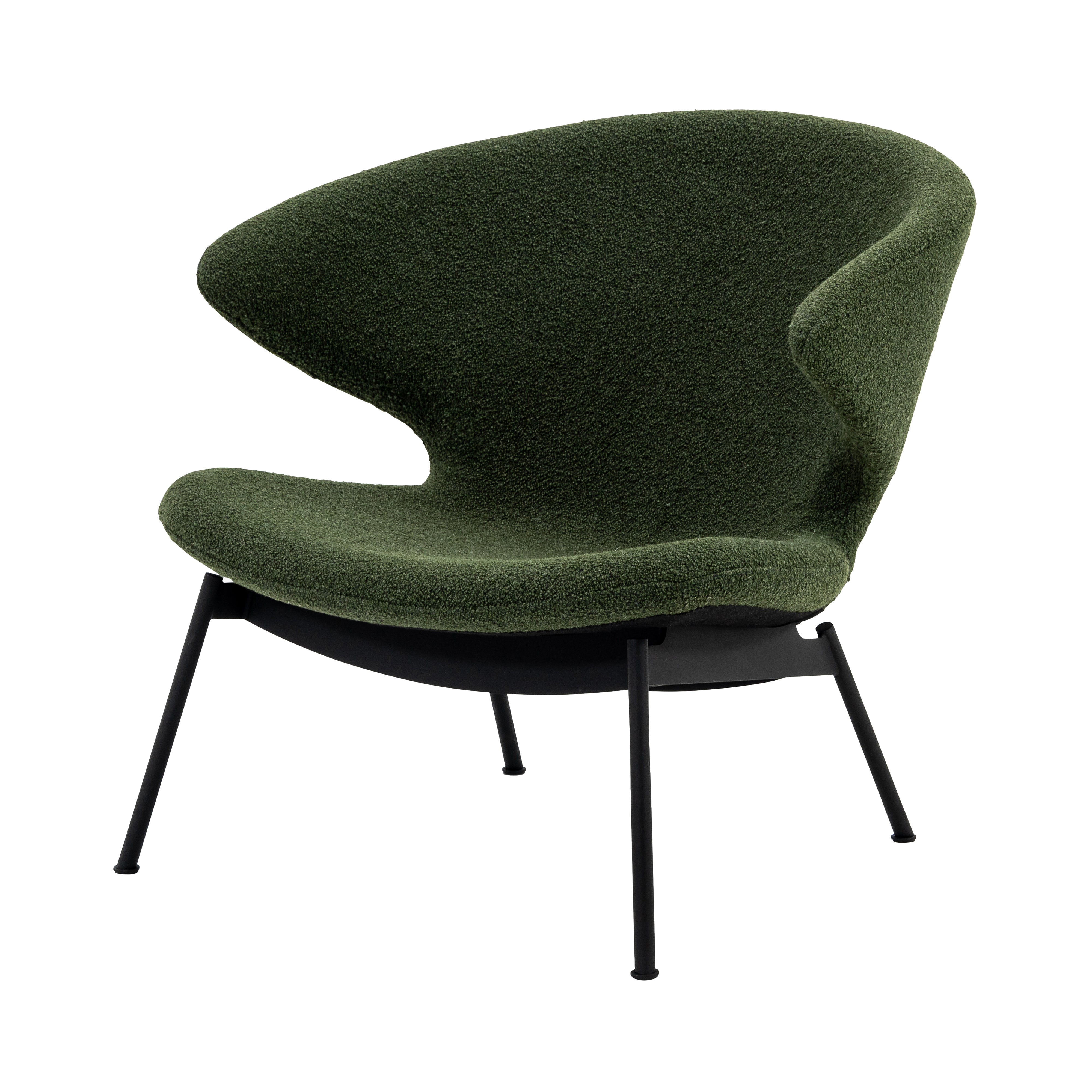 Ella Lounge Chair: Tubular + Black + Boucle Moss
