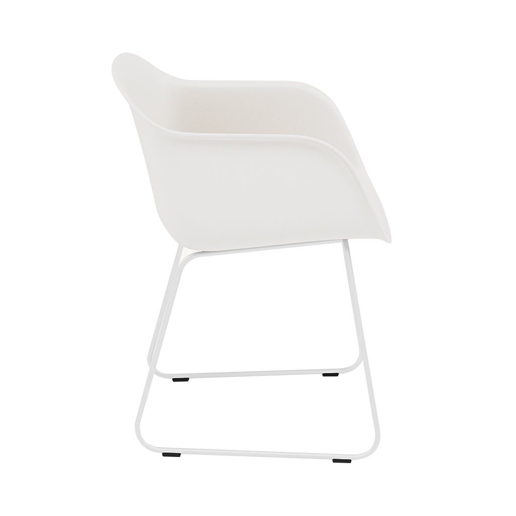 Fiber Armchair: Sled Base + Recycled Shell + White + Natural White