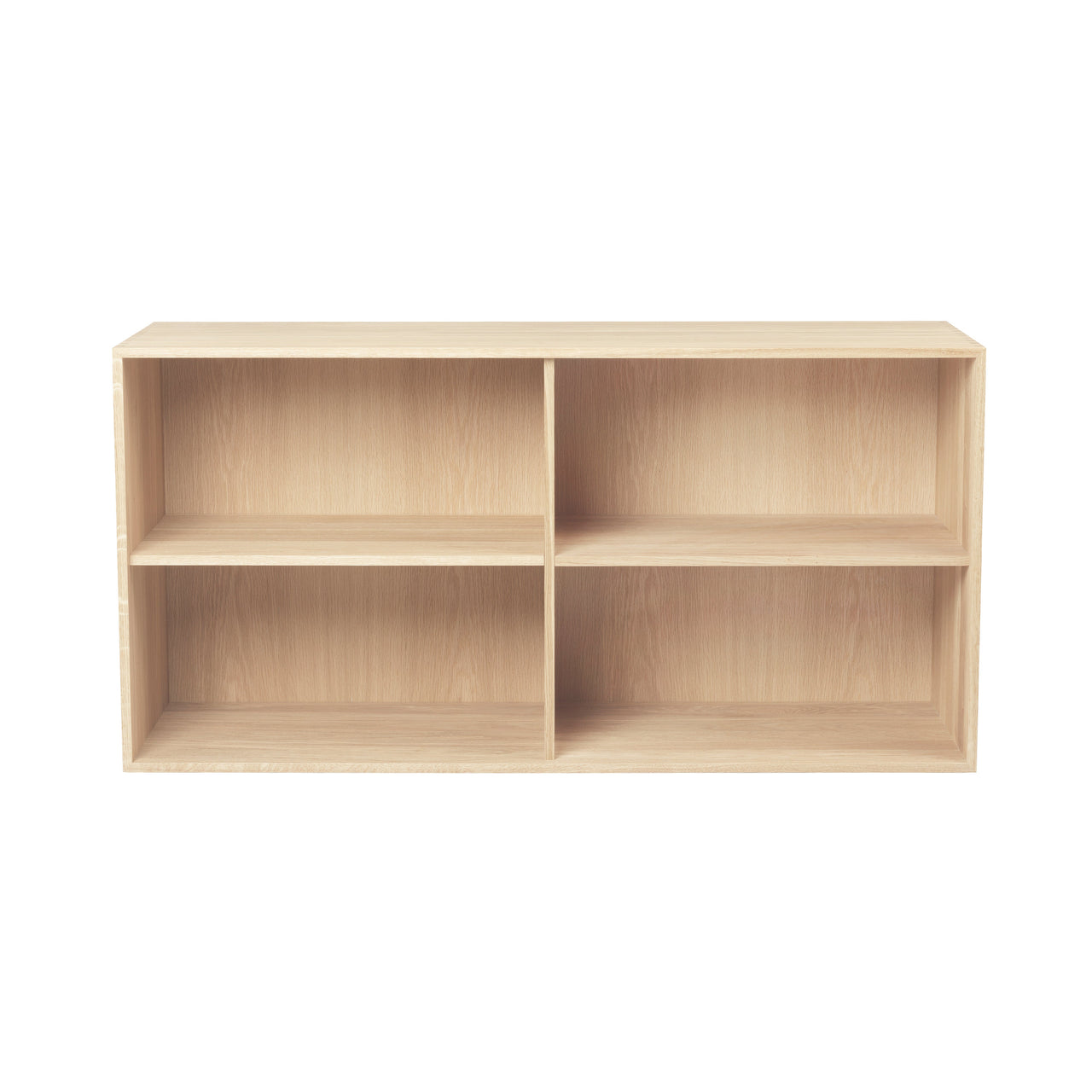 FK632110 Deep Bookcase with 2 Shelves: White Oiled Oak