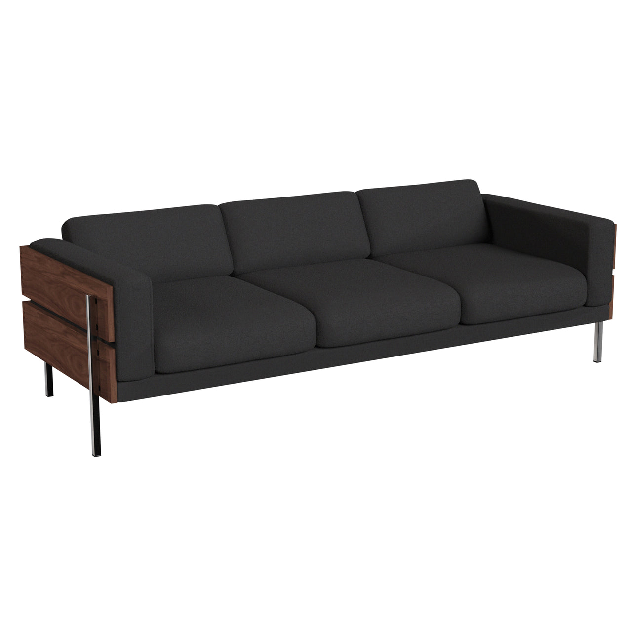 Forum Sofa: 3 + Walnut + Boucle Slate