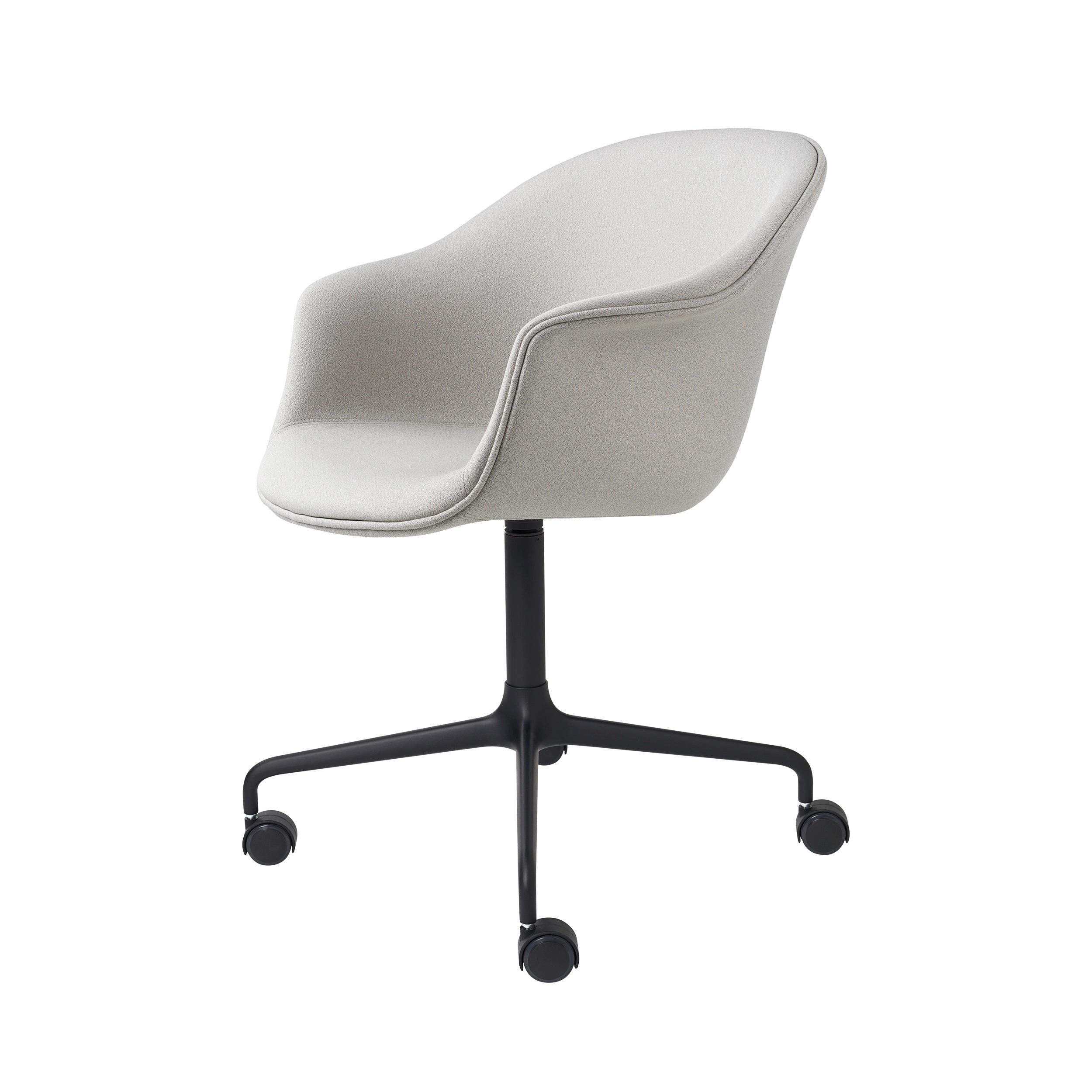 Bat Meeting Chair: 4-Star Swivel Base with Castors + Full Upholstery + Black Semi Matt