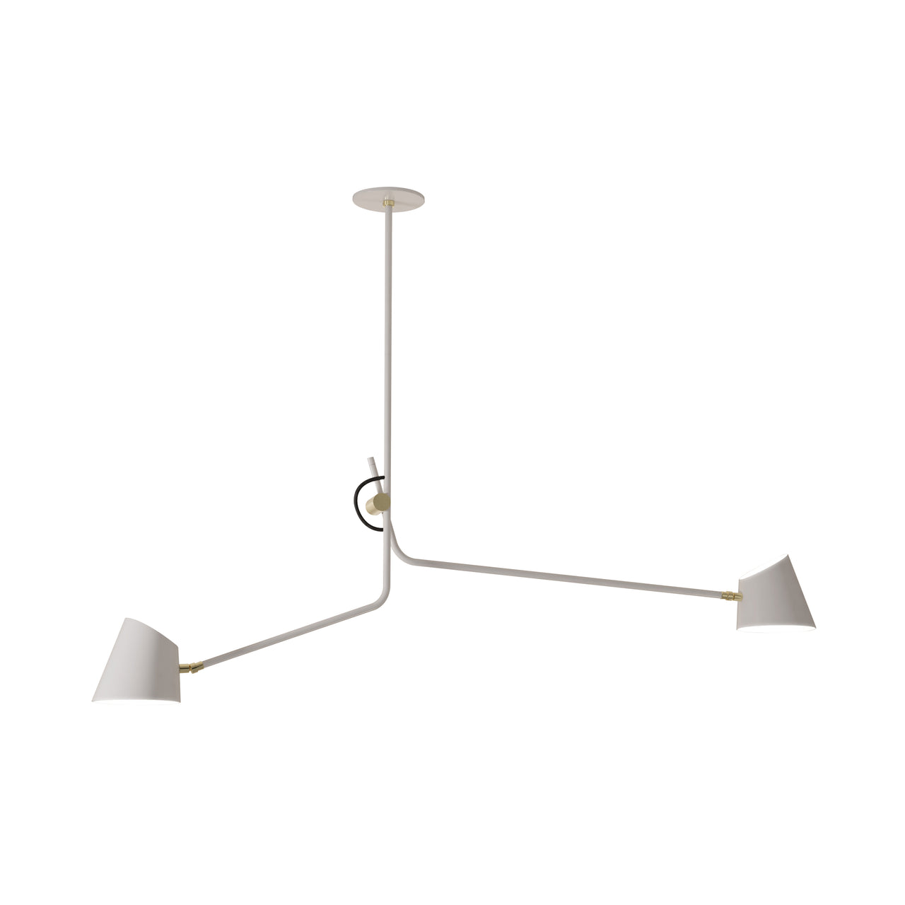 Hartau Double Ceiling Lamp: Matte White + Brass
