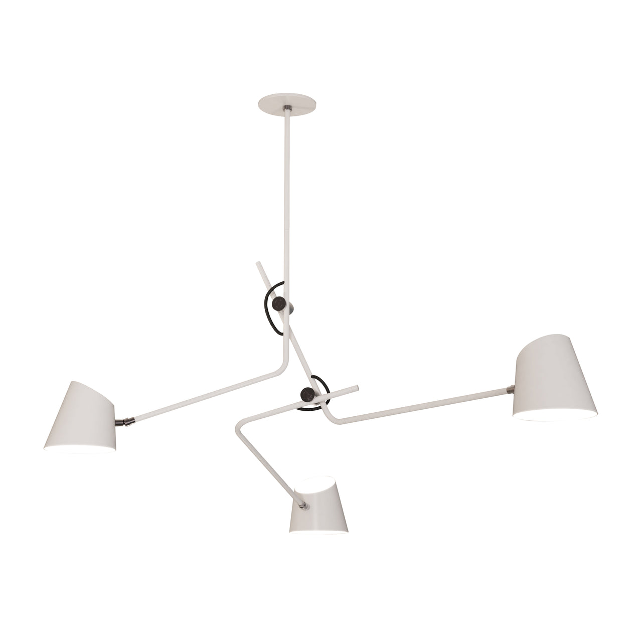 Hartau Triple Ceiling Lamp: Matte White + Black Anodized