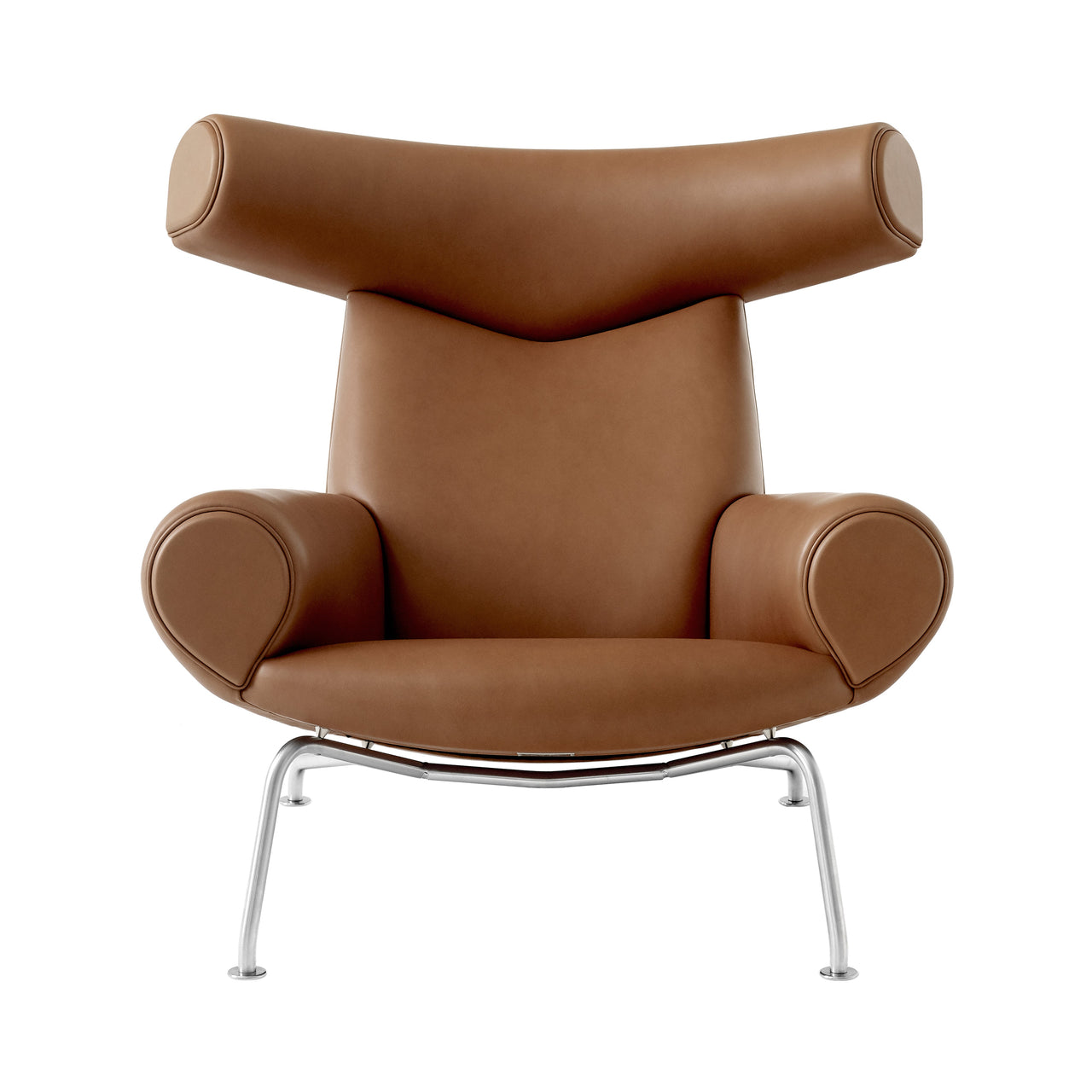 Wegner Ox Chair: Without Ottoman + Brushed Stainless Steel + Max 95