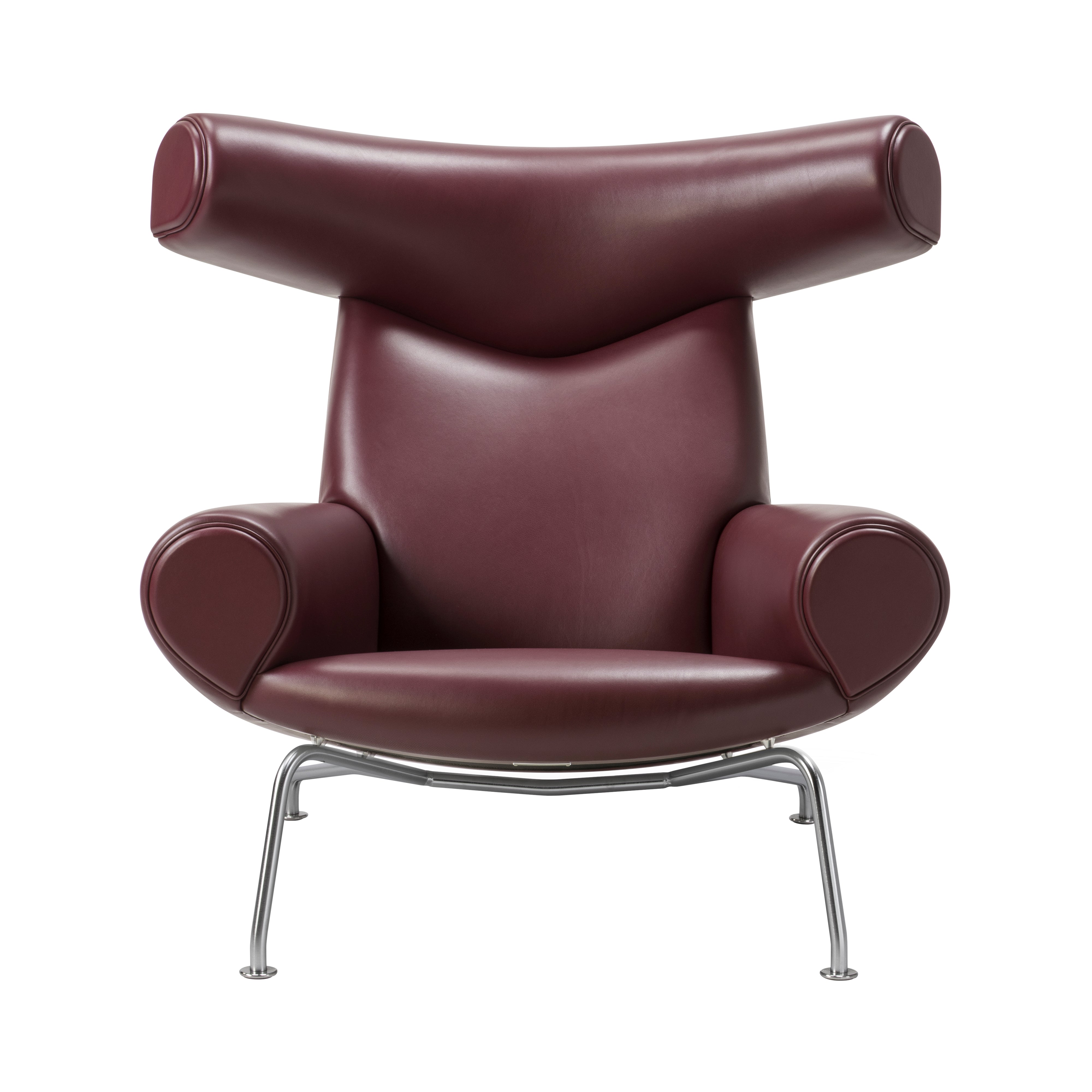Wegner Ox Chair: Without Ottoman + Brushed Stainless Steel