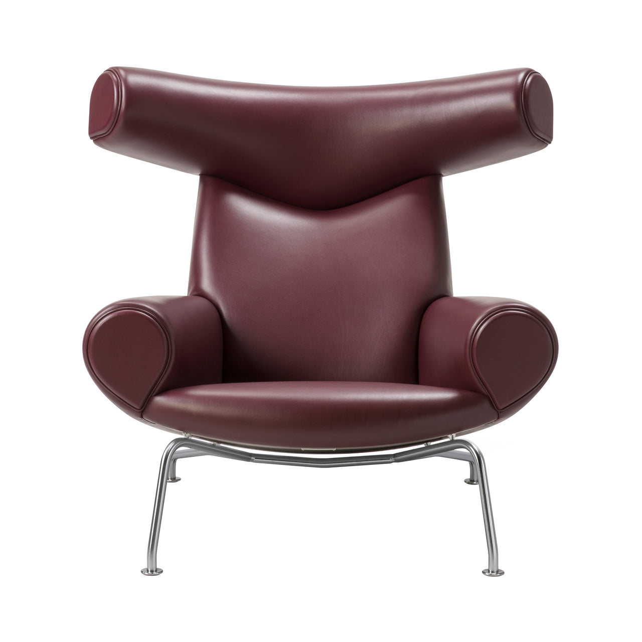 Wegner Ox Chair: Without Ottoman + Brushed Stainless Steel