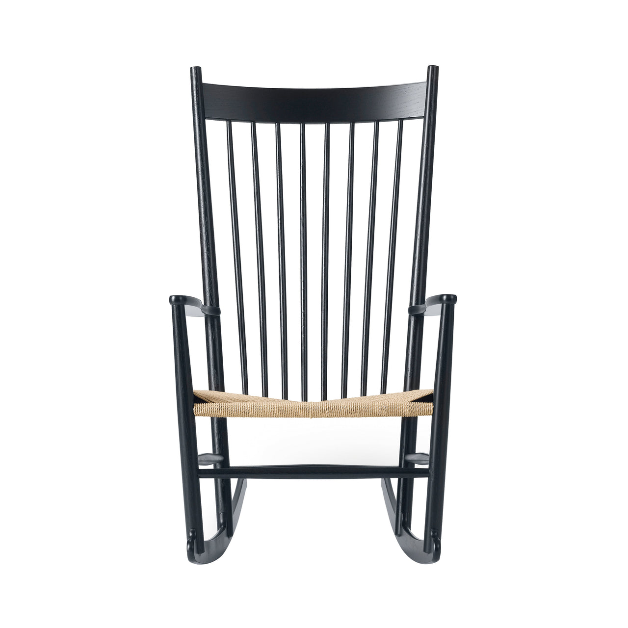 Wegner J16 Rocking Chair: Natural + Black Lacquered Oak