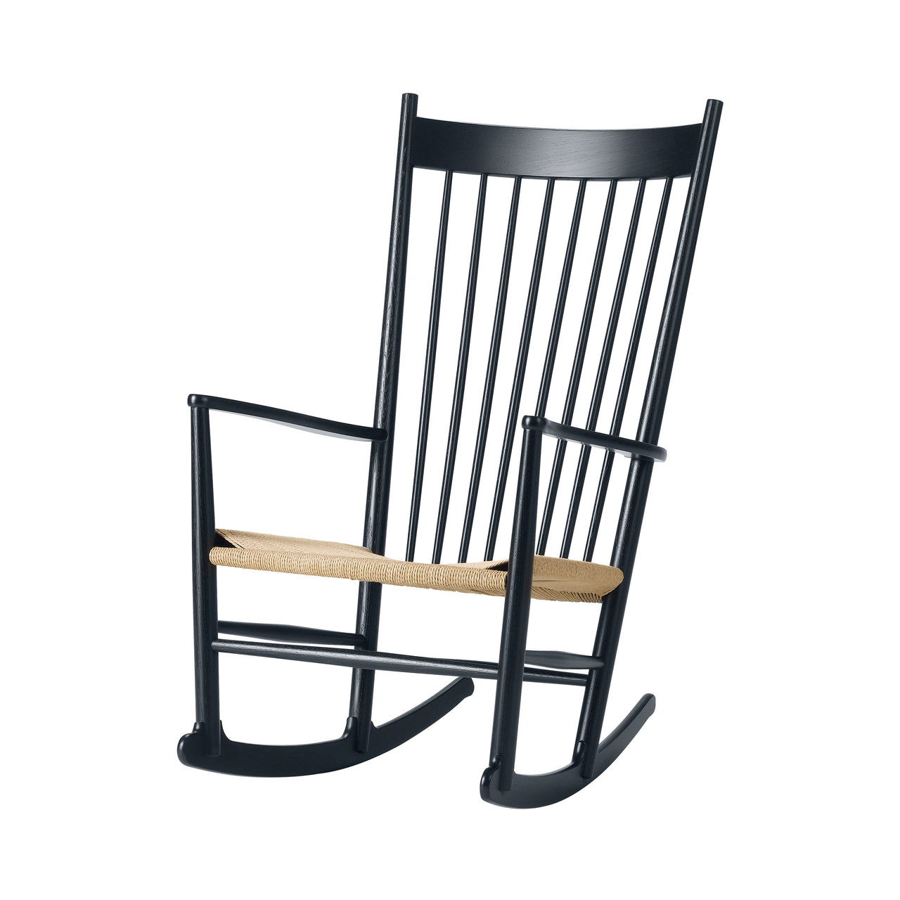 Wegner J16 Rocking Chair: Natural + Black Lacquered Oak