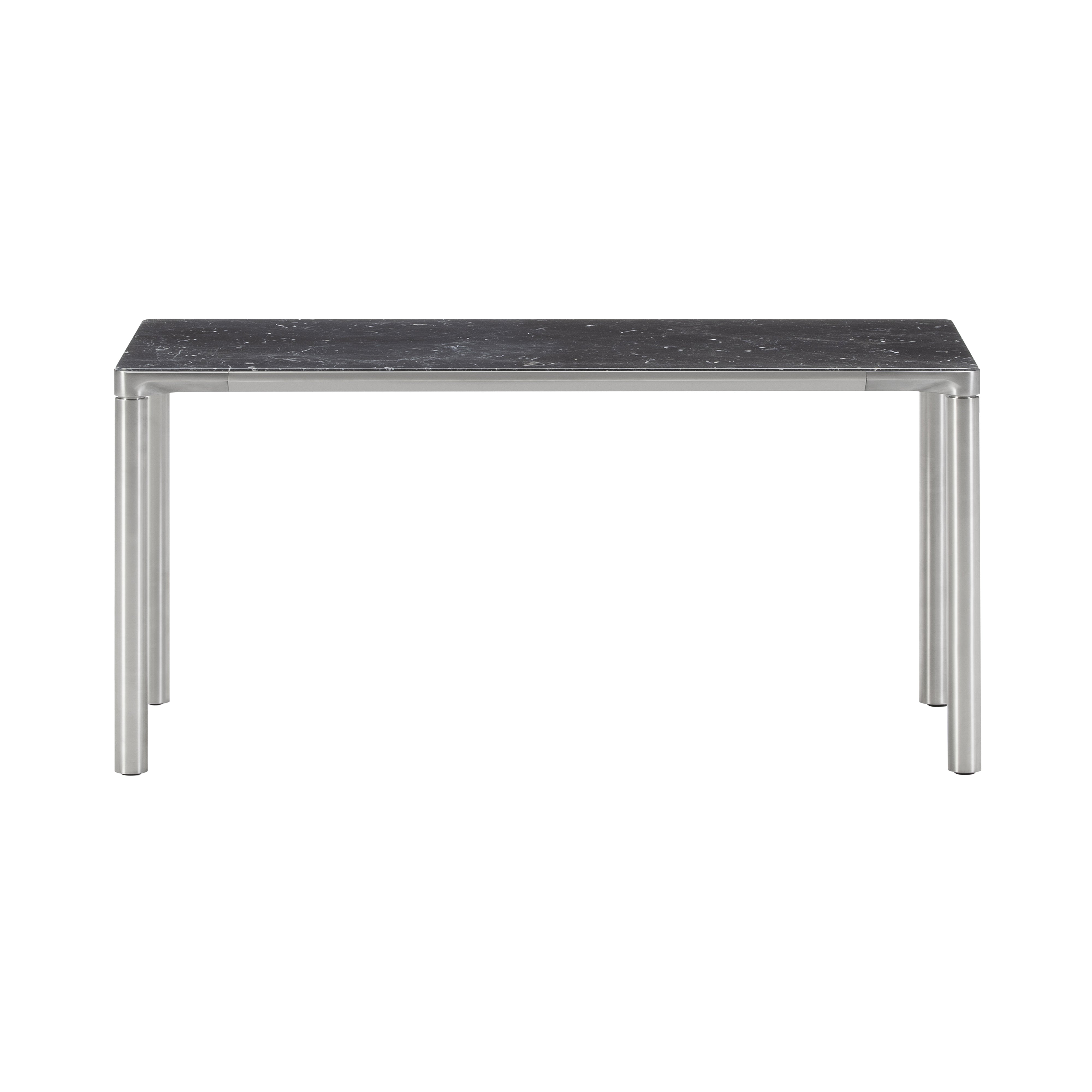 Piloti Alu Table: Large + High + Black Marquina + Brushed Aluminum