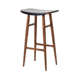Freja Bar Stool: Natural Walnut + Black Saddle + Leather Seat
