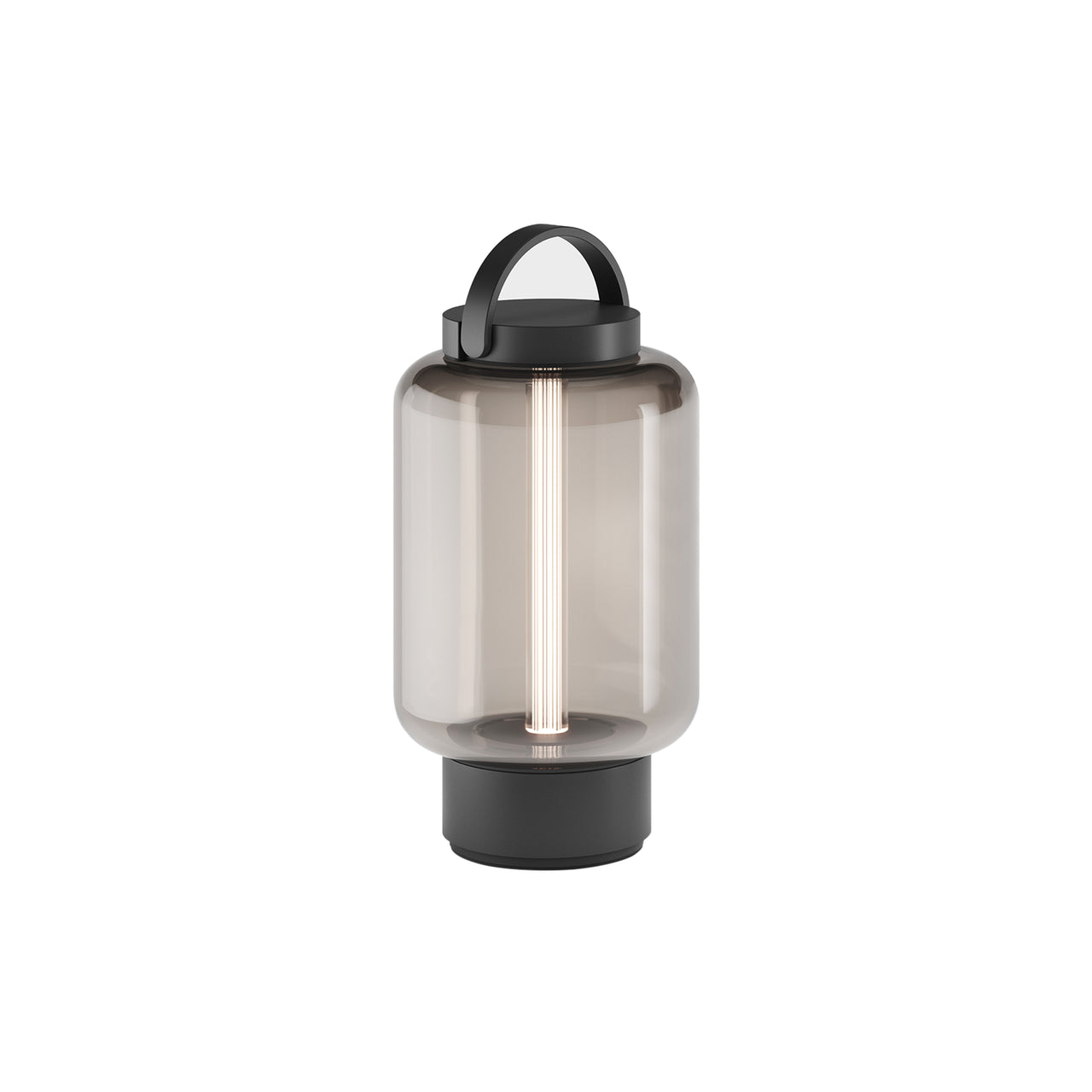 Qu Table Light: Jet Black + Amber Glass
