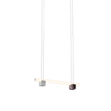 Isle 01A Suspension Lamp: Polished Aluminum + Red Levanto Marble