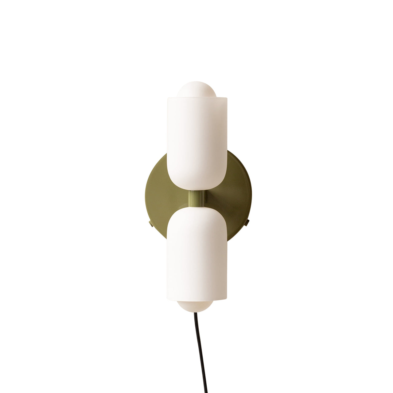 Up Down Sconce: Glass + Reed Green + Plug-in (On-Off)