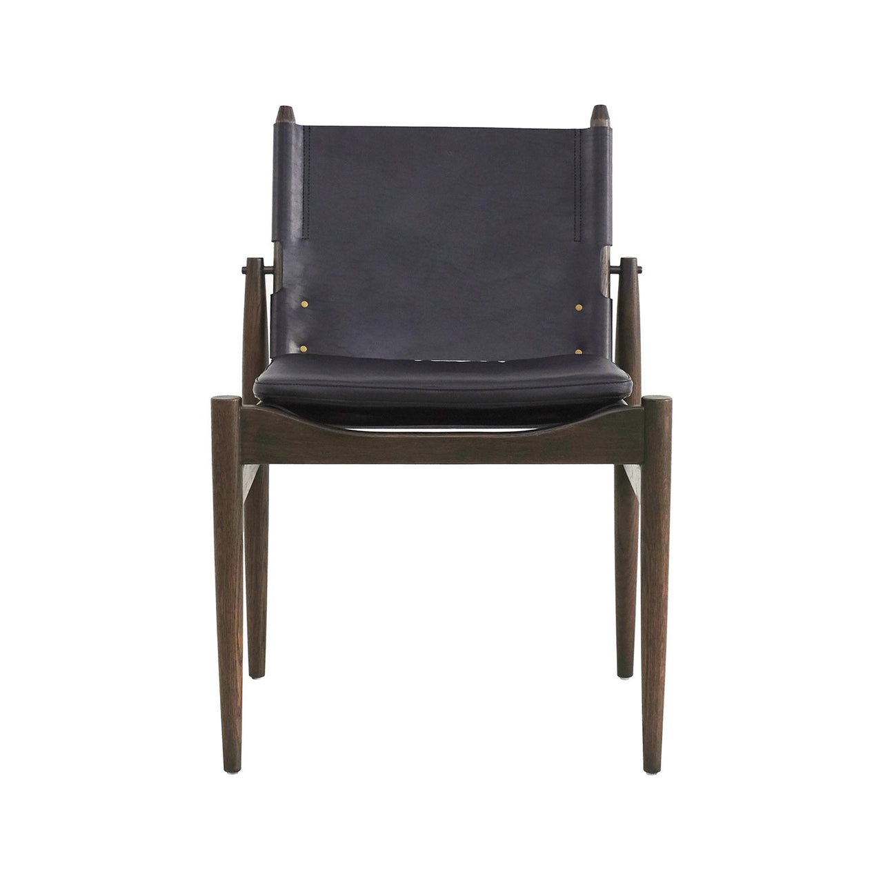 Journey Dining Chair: Saddle Leather + Dark Brown Oak + Black