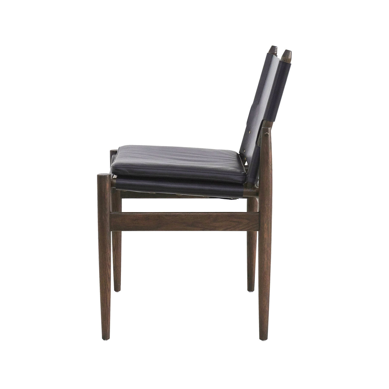 Journey Dining Chair: Saddle Leather + Dark Brown Oak + Black