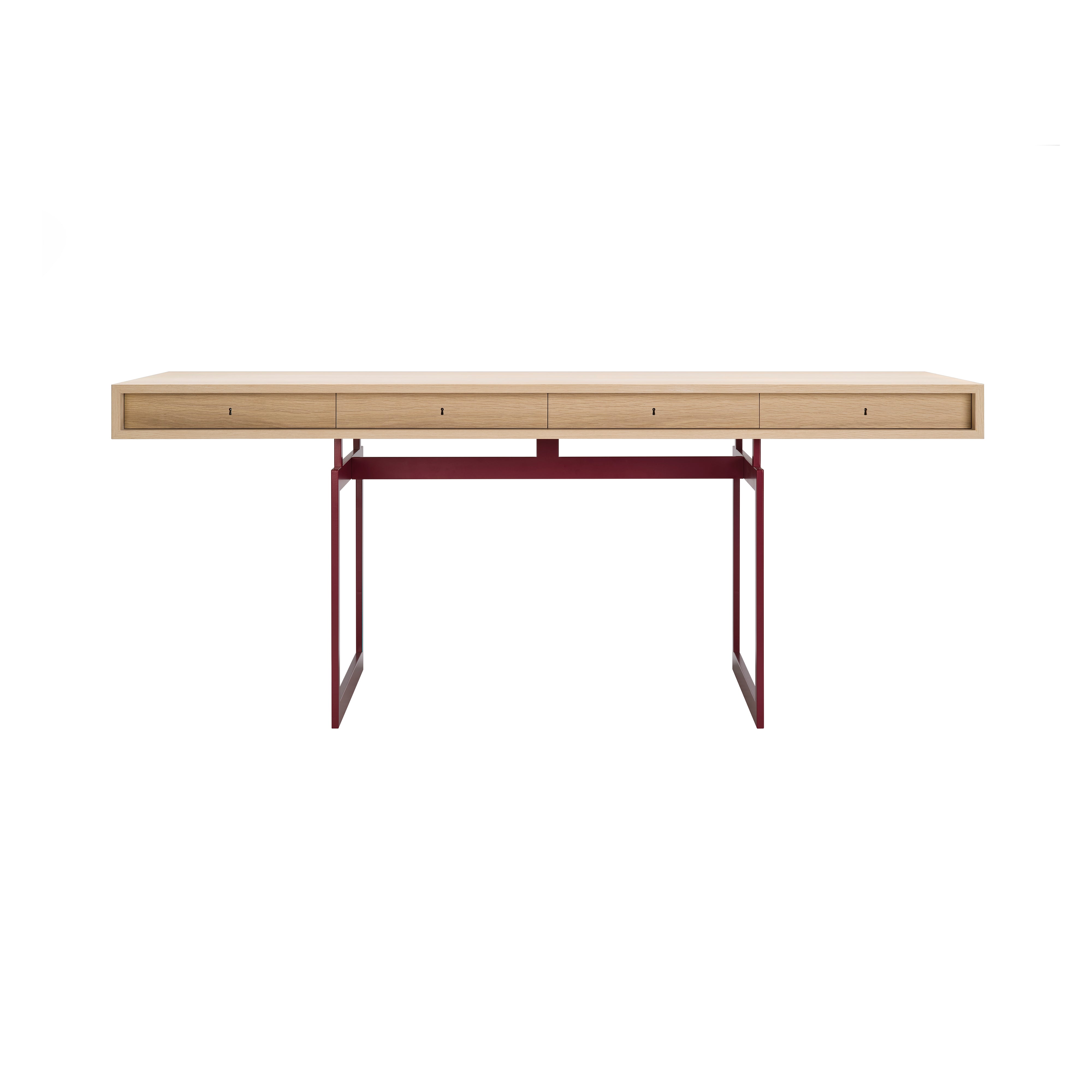 Office Desk: White Lacquered Oak + Red