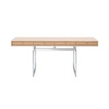 Office Desk: White Lacquered Oak + Stainless Steel