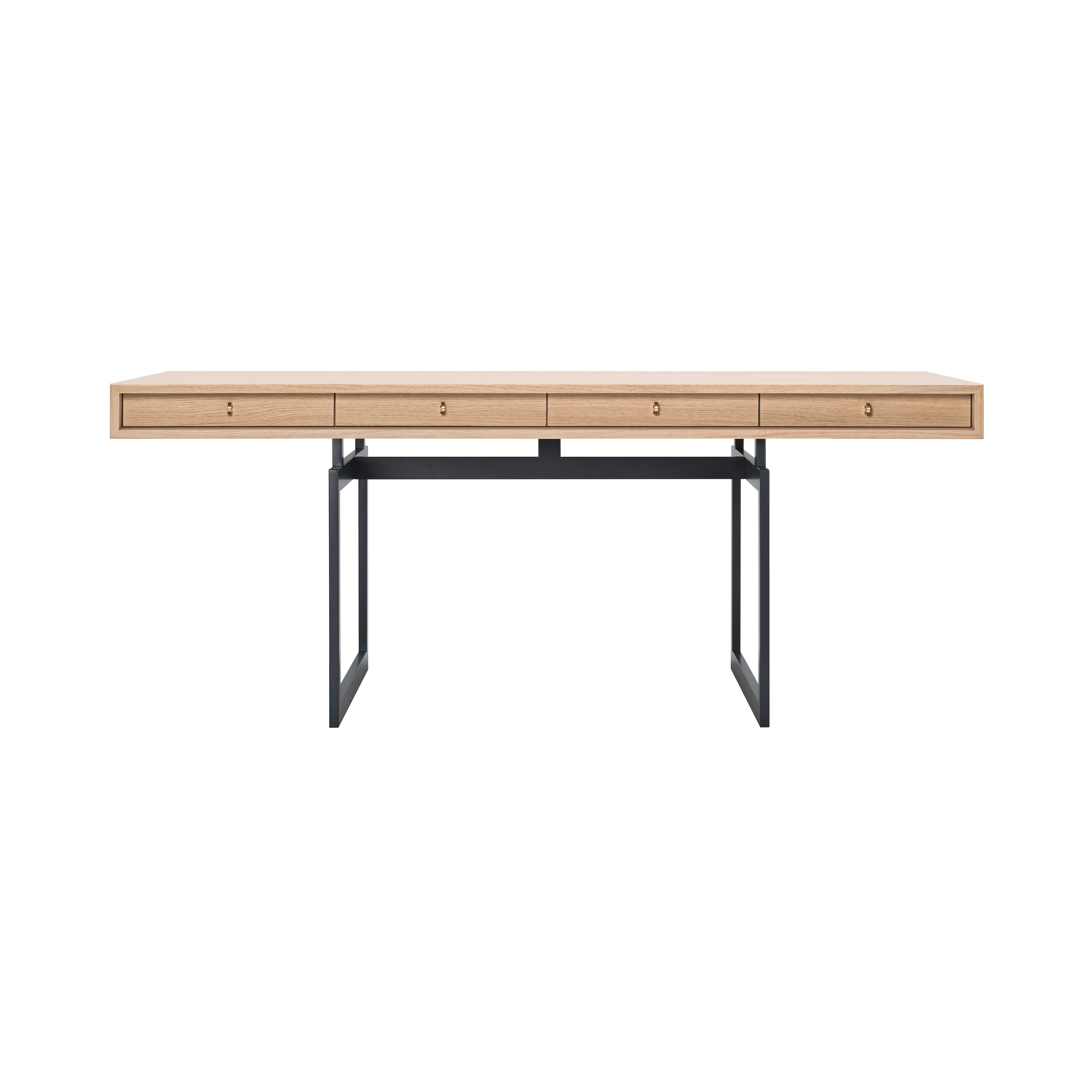 Office Desk: Lacquered Oak + Grey