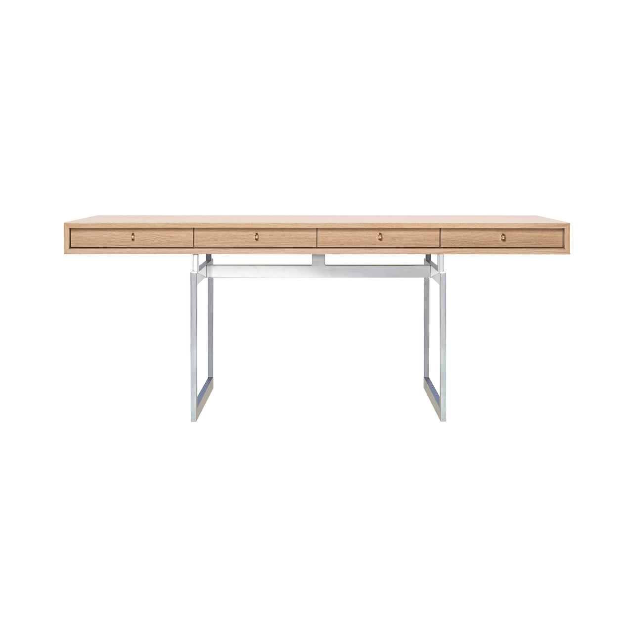 Office Desk: Lacquered Oak + Stainless Steel