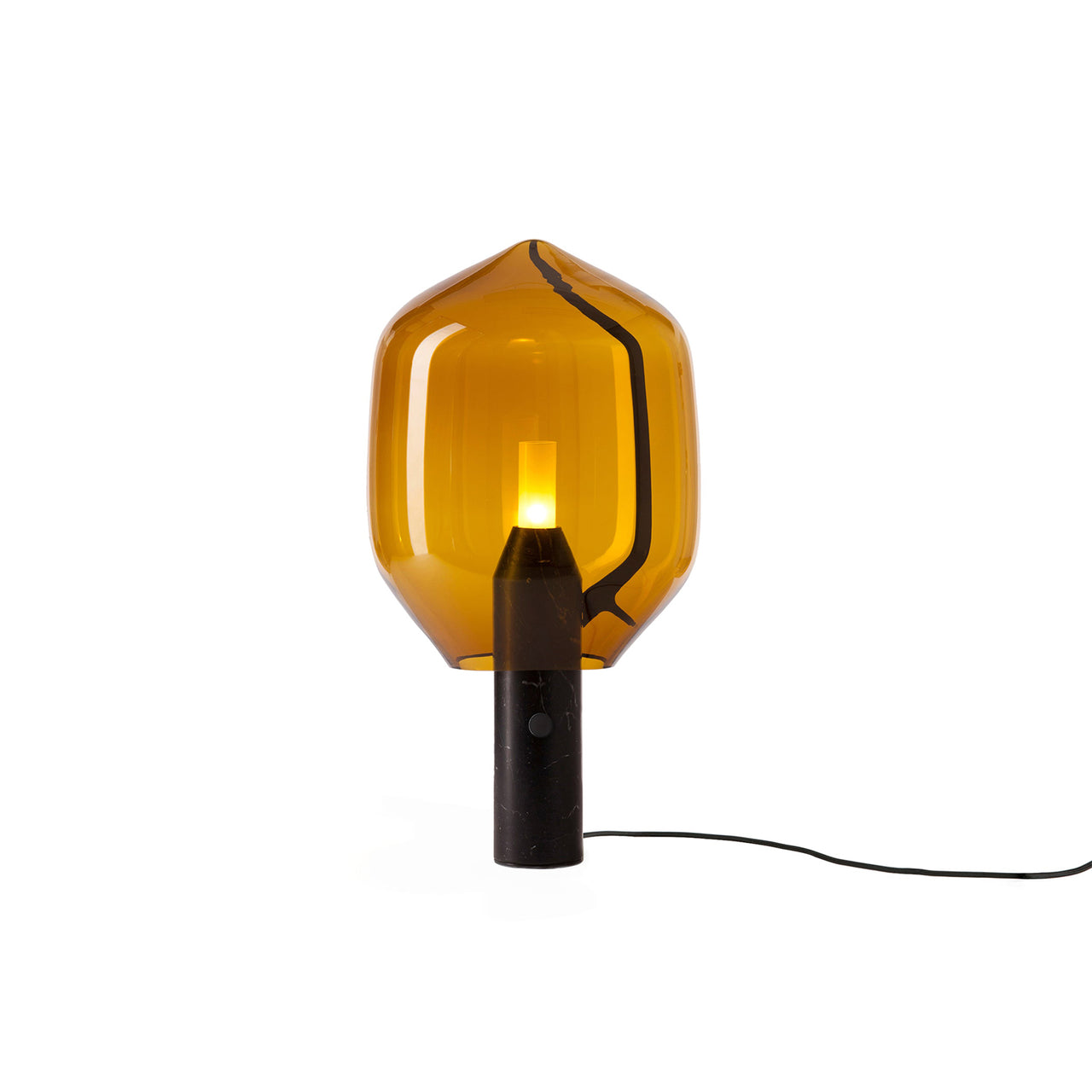 Lighthouse Table Lamp: Amber + Marquina Black Marble